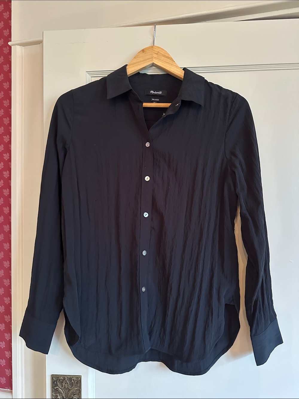 Madewell Top | Relaxed Crinkle Long Sleeve Button up